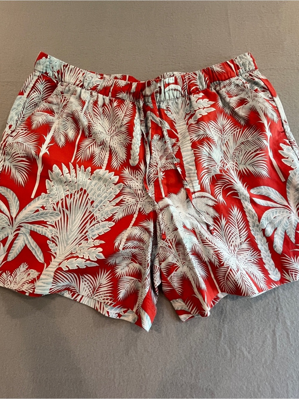 Talbots Red and White Tropical Palm Oasis Shorts